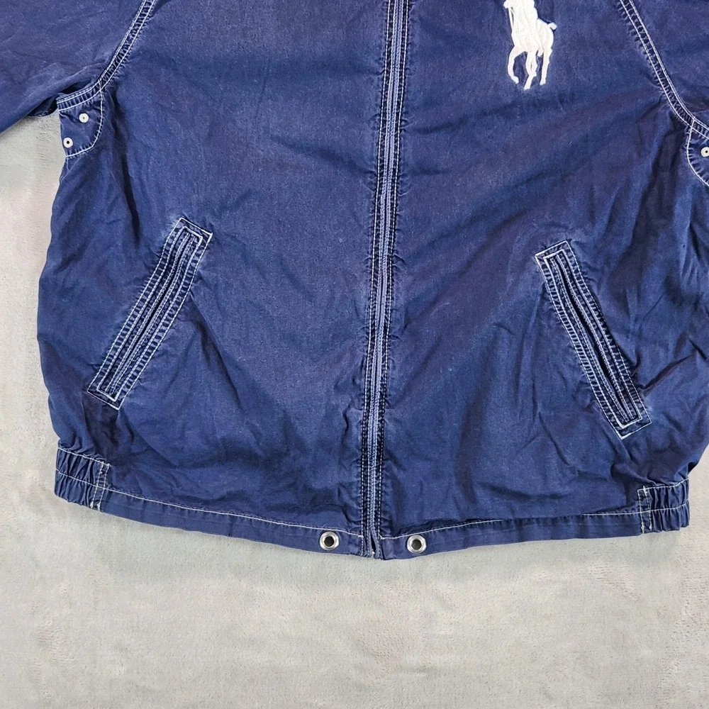 Polo Ralph Lauren Jacket Mens Large Blue Hooded Swimwear Windbreaker Full Zip